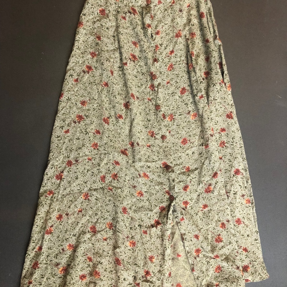 Green Long Floral Skirt